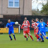Bo'ness' players track back looking to halt a dangerous Bonnyrigg Rose attack (Pictures: Joe Gilhooley LRPS)