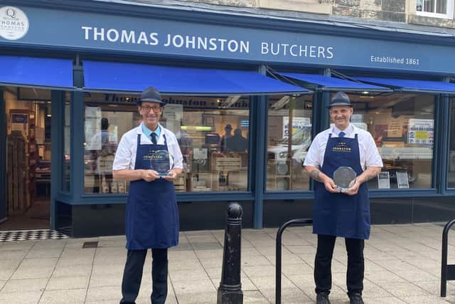 Falkirk's Johnstons Butchers team, which includes shop manager Rod Gillie and butcher Alan Michie, earned two best of the best Diamond accolades in the Q Guild of Butchers 2020 Smithfield Star Awards