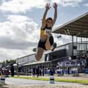 Victoria Anestik on way to winning long jump at national championships (Submitted pics)