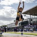 Victoria Anestik on way to winning long jump at national championships (Submitted pics)