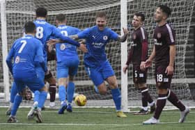 Bo'ness United in action against Hearts' B team earlier this campaign (Photo: Alan Murray)