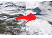 Falkirk, Edinburgh and the Lothians have been photographed from space blanketed in snow.