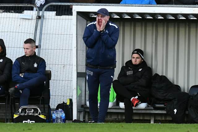 Falkirk boss John McGlynn on the touchline against Wick Academy (Pics by Michael Gillen)