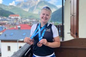Kristina Armstrong with her two bronze medals (one individual, one double) Photo: Submitted