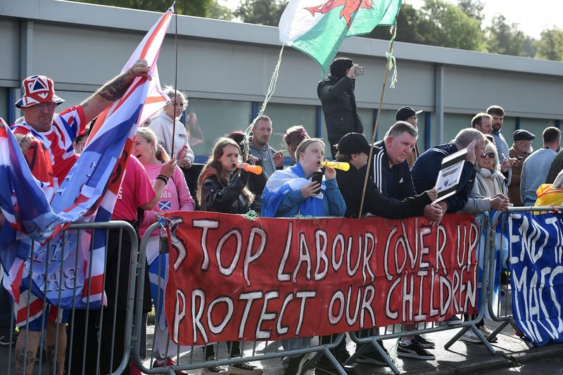 Protest In Falkirk Protesters meet outside Falkirk asylum seeker hotel for a fourth time