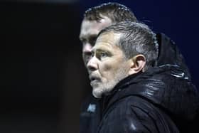 Stenhousemuir boss Gary Naysmith on the touchline against East Fife on Saturday (Pictures: Alan Murray)