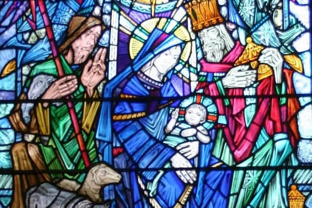 The stunning Nativity window in Bothkennar Church.