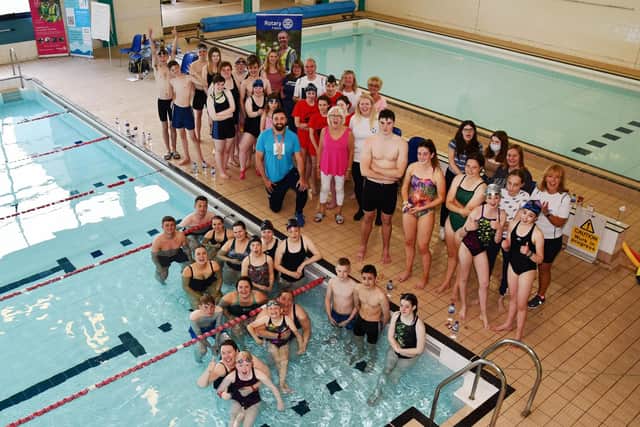 Rotary Club of Falkirk Swimarathon supporting local charities and Strathcarron Hospice. Picture Michael Gillen