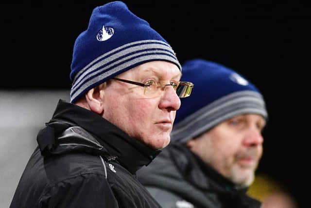 07-01-2025. Picture Michael Gillen. FALKIRK. Falkirk Stadium. Falkirk FC v Dumbarton FC. Stirlingshire Cup. John McGlynn.