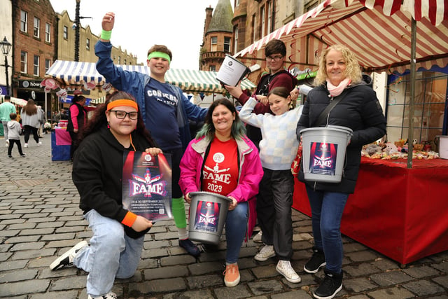 Members and supporters of Project Theatre were publicising their show Fame.