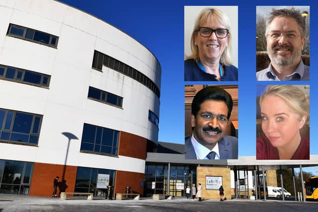 Four senior clinical staff from NHS Forth Valley have been appointed as honorary clinical professors by the University of Stirling: Professor Frances Dodd; Dr Scott Williams; Karen Goudie; and Dr Jeyakumar Selwyn. Pics: Contributed