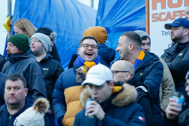 Mansfield Town fans at The Dunes Hotel Stadium for the match against Barrow.