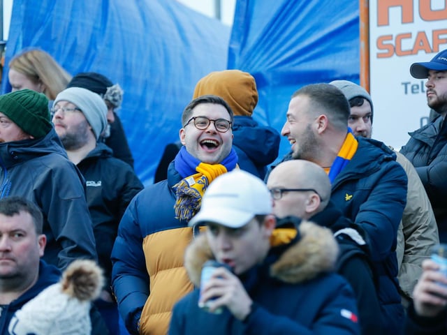 Mansfield Town fans at The Dunes Hotel Stadium for the match against Barrow.