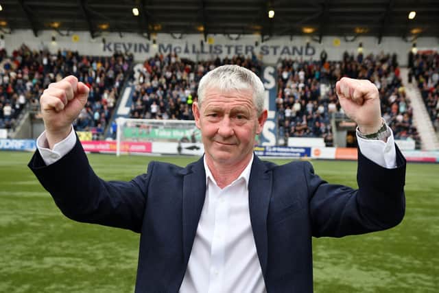 24-06-2022. Picture Michael Gillen. FALKIRK. Falkirk Stadium. Falkirk FC v Kilmarnock FC pre-season friendly and opening of the Kevin McAllister Stand, Falkirk Stadium South Stand.. Season 2022 - 2023. Kevin McAllister.