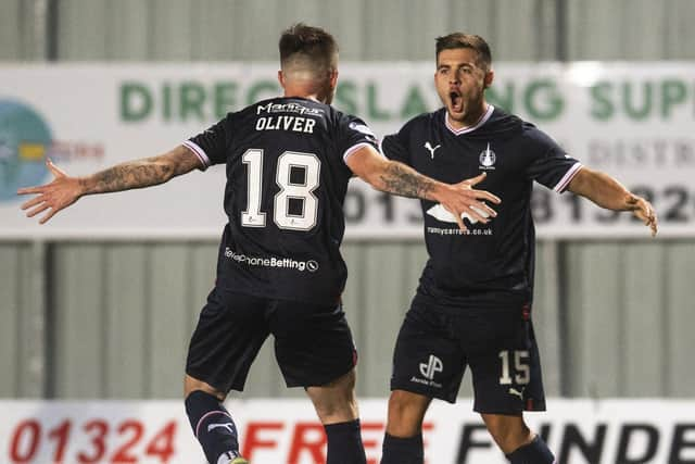 Leon McCann celebrates with Gary Oliver (Pictures by Craig Foy/SNS Group)