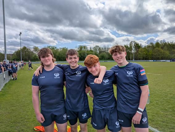 Local rugby league stars Ross Hutchinson, Ben Milnes, Blair Murray and Lewis McConachie travelled down south earlier this week to play for Scotland under-16s (Photo: Submitted)