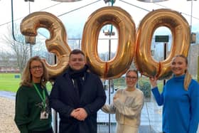 Forth Valley Chamber of Commerce president Lynn Harris, events co-ordinator Megan Anderson and executive Christie Frail join Haven business development manager Graeme Turner to mark the chamber reaching 300 members
(Picture: Submitted)
