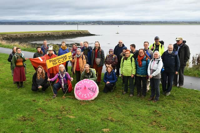 Representatives from churches including St Mary's, Grangemouth and St Catharine's, Bo'ness, taking part in the pilgrimage which is making its way from Dunbar to Glasgow.
