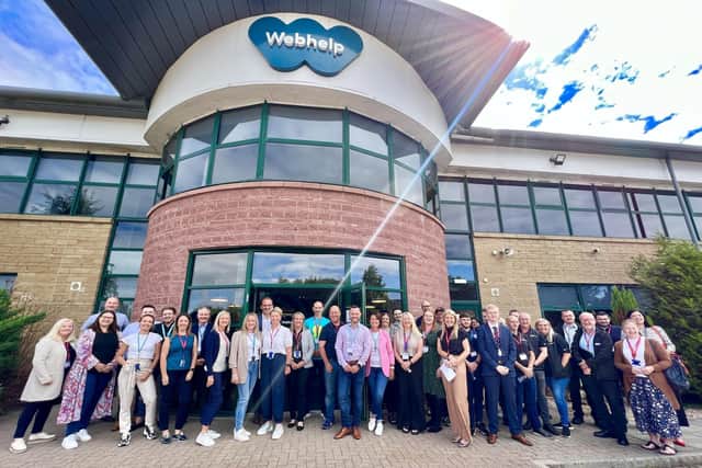 Webhelp staff outside their newly refurbished Larbert premises. Pic: Contributed