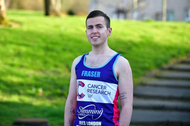 Super slimmer Fraser Walker who lost three stone will run the London Marathon.