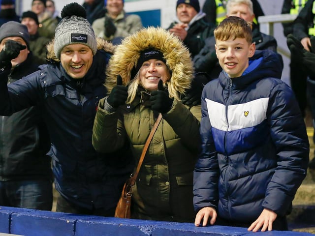 Mansfield Town fans at The Dunes Hotel Stadium for the match against Barrow.