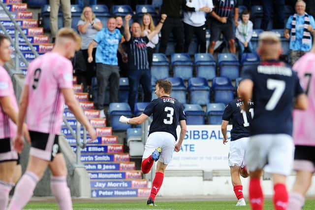 Paul Dixon scored his second goal of the season as Falkirk got their first league win