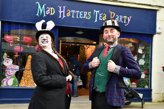 Falkirk town centre has been transformed into Wonderland for the Easter holidays.  Pic: Michael Gillen.