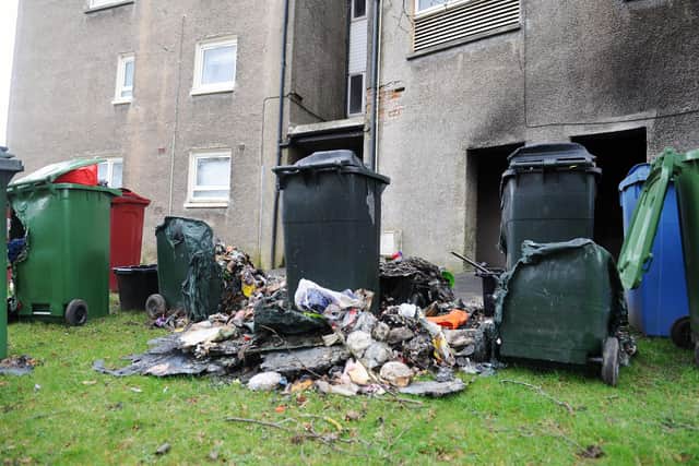 The aftermath of Sunday morning's fire in Teviot Street, Falkirk