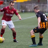Darren Christie on the ball for Stenhousemuir against Huntly in the Scottish Cup last month