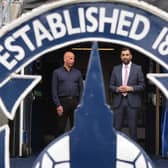 Falkirk Supporters Society board member Scott Steel and First Minister Humza Yousaf at the Falkirk Stadium on Tuesday morning (Pics by Michael Gillen)