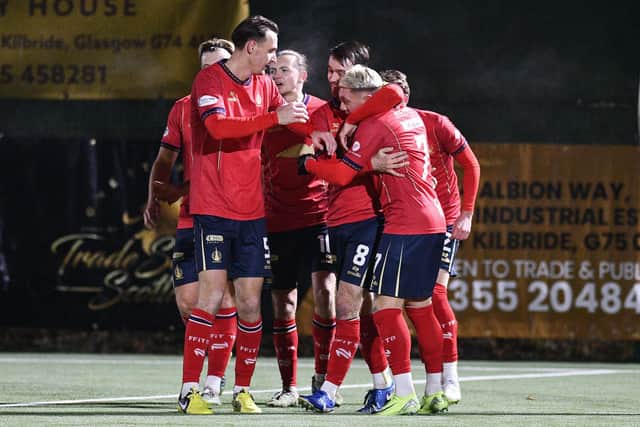 02-12-2024. Picture Michael Gillen. EAST KILBRIDE. The Ross Commercial Finance K Park Stadium. East Kilbride FC v Falkirk FC. Season 2024 - 2025. The Scottish Gas Men's Scottish Cup 3rd Round.