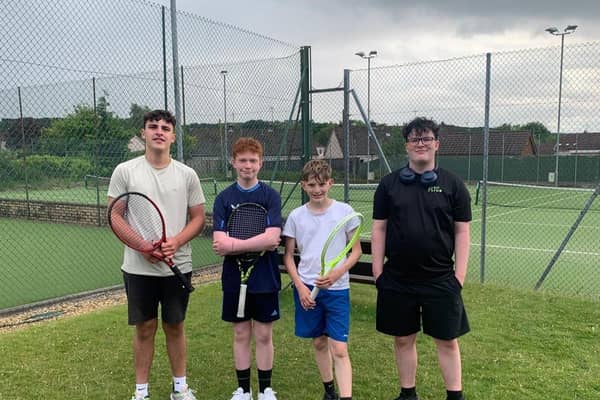 Falkirk Lawn Tennis Club’s Division Two team secured the title and promotion to Tennis Central Scotland Summer League’s Division One thanks to an unbeaten campaign (Pics by FLTC)