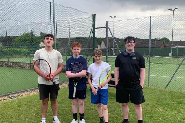 Falkirk Lawn Tennis Club’s Division Two team secured the title and promotion to Tennis Central Scotland Summer League’s Division One thanks to an unbeaten campaign (Pics by FLTC)