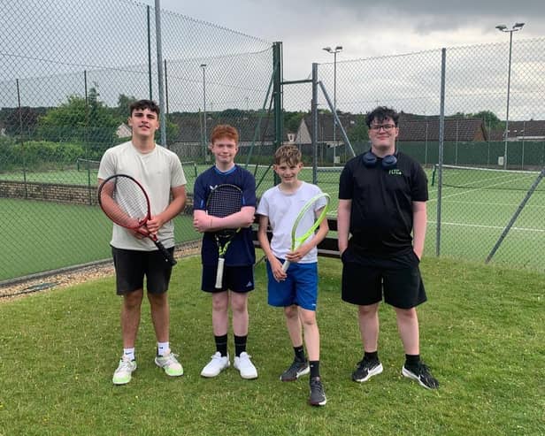 Falkirk Lawn Tennis Club’s Division Two team secured the title and promotion to Tennis Central Scotland Summer League’s Division One thanks to an unbeaten campaign (Pics by FLTC)