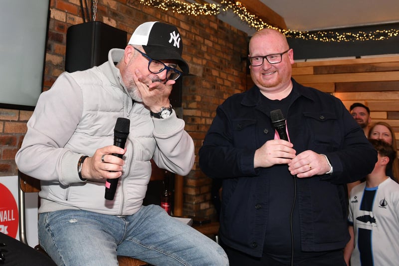 Hearts fan Ewen Cameron and Stenhousemuir supporter Craig Telfer were both in great spirits despite having to win over a partisan crowd