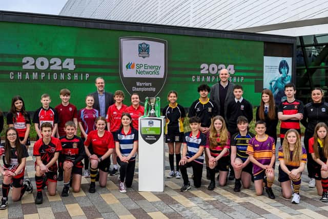 Young rugby players join Glasgow Warriors and SP Energy Networks at Glasgow Science Centre to launch the 2024 Championship (Photo: SP Energy Networks)