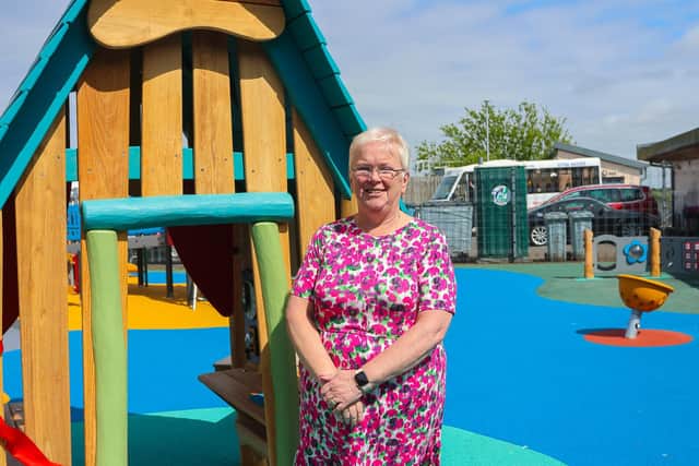 Grandmother Mary McLauchlan who was instrumental in getting the Timezone play area funded and installed at Maddiston Primary, thanks to £110,000 from Community Choices. Pic: Scott Louden