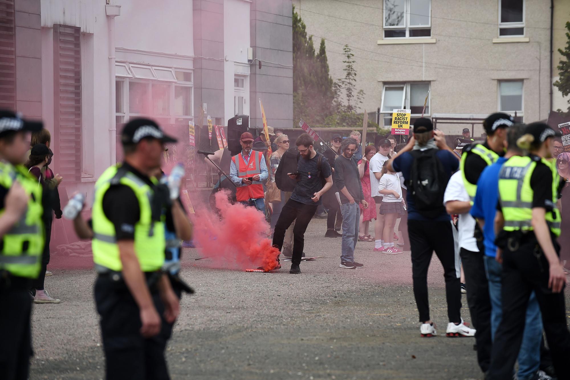 Protest In Falkirk Man arrested as Falkirk town centre street reopens after protests ...