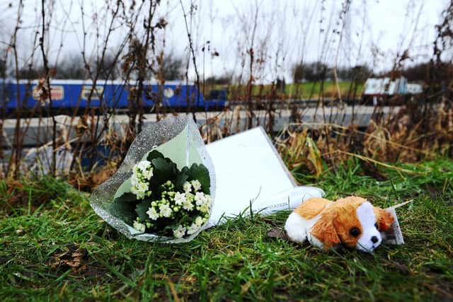 Falkirk Fire Station staff left a tribute at the Forth and Clyde Canal to a dog that sadly died after plunging into freezing water last week. Picture: Michael Gillen.