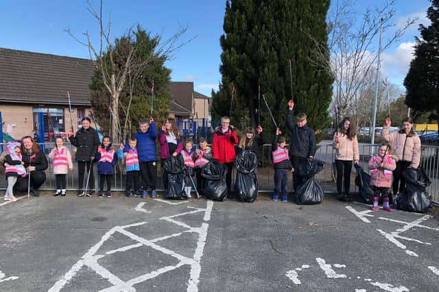 Youngsters get active with some litter picking at Denny Primary School