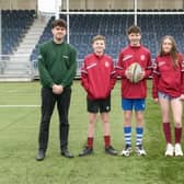 Falkirk High School pupils take to the pitch to mark the launch of this year's SP Energy Networks Glasgow Warriors Rugby Championship (Picture: Submitted)