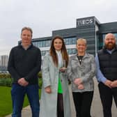 Ineos modern apprentices Amy Geurts and Adam Crowe receive their awards from Ineos Grangemouth chairman Andrew Gardner and Jane Hall and son Chris Hall