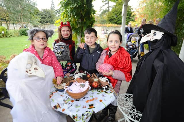 The Cyrenians decorated the walled garden in Dollar Park for some Hallowe'en celebrations.  Pic: Alan Murray