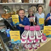 Elizabeth Paterson is pictured with staff from Strathcarron Hospice. (Pic. Contributed.)