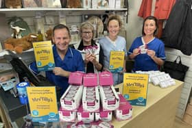 Elizabeth Paterson is pictured with staff from Strathcarron Hospice. (Pic. Contributed.)