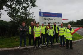 Councillors Euan Stainbank and Billy Buchanan join striking cleansing workers on the picket line at Roughmute