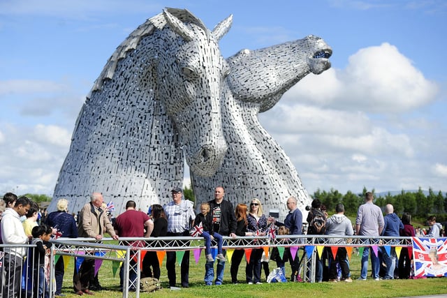 The Kelpies waiting for the Queen to arrive.