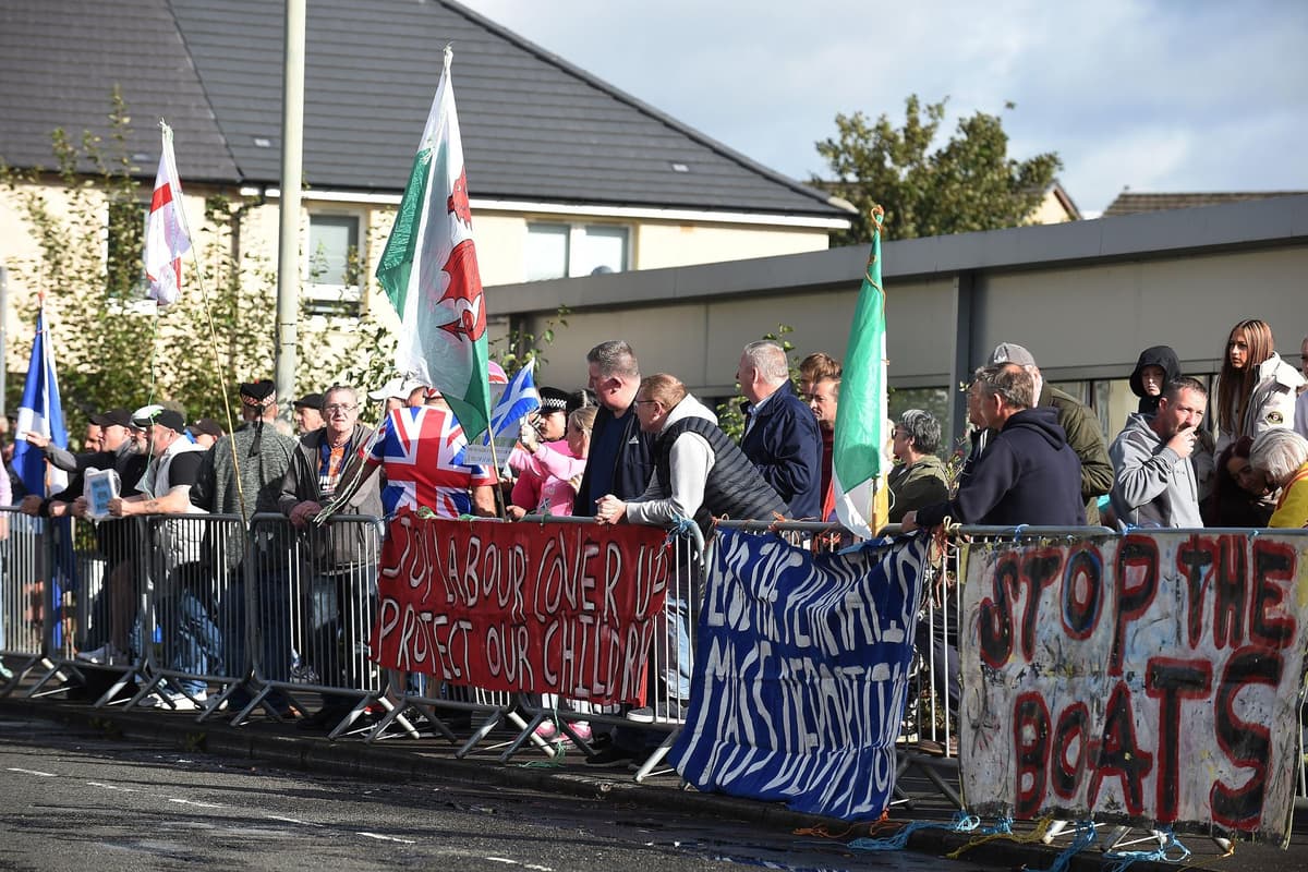 Protest In Falkirk Protesters meet outside Falkirk asylum seeker hotel for a fourth time
