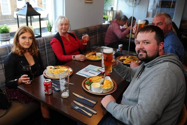 People were able to enjoy a nice pint with their food at the Black Bull in Polmont on Monday