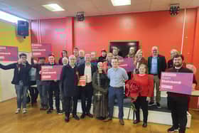 Euan Stainbank launches his Westminster election campaign in the heart of Falkirk. Pic: Contributed